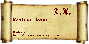 Kőmives Mózes névjegykártya